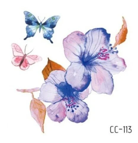 Temporary Tattoos Sticker for Women Body Art Tattoo Sticker 3D Butterfly Rose Flower Feather Tattoo Waterproof 6X6cm Gift