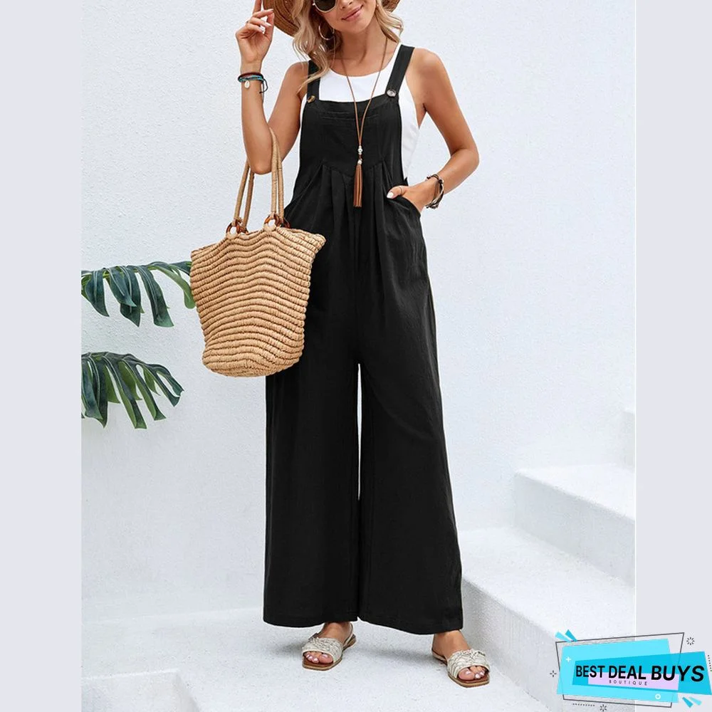 Solid Spaghetti-Strap Jumpsuit & Romper