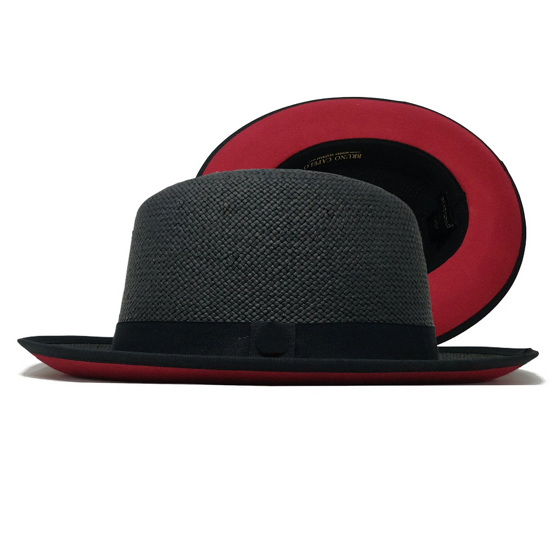 Empire Red Bottom Straw Fedora-White / Red