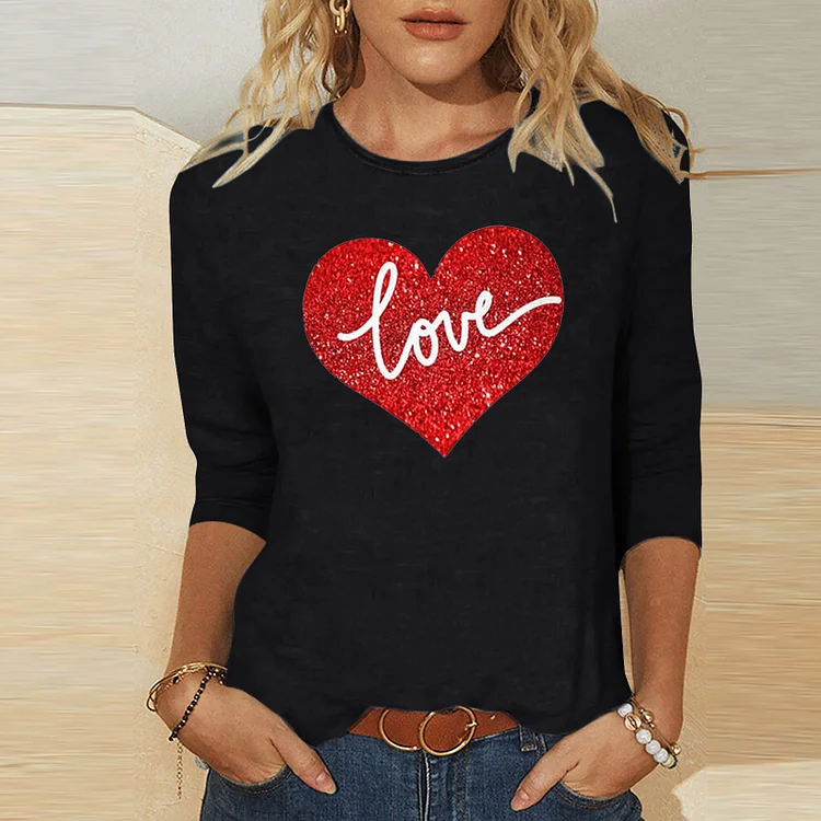 VChics Love Printed Casual Long Sleeved T-Shirt