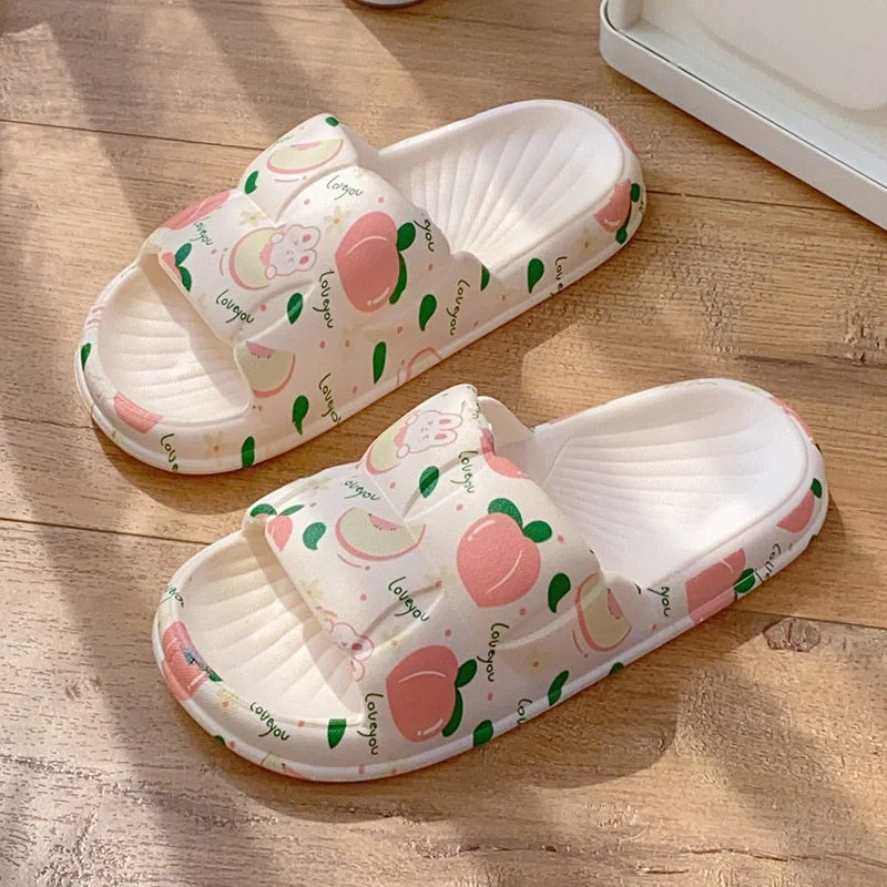 Women Cartoon Sweet Strawberry Rabbit Women Slippers Crocodile Slippers Flip Flops 2023 Summer Women Slippers Flat EVA Sandals