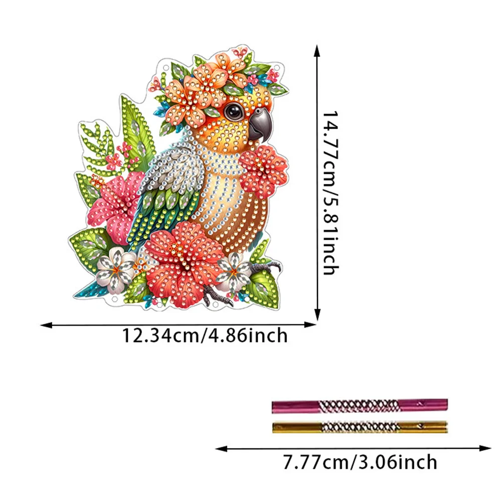 Acrylic Special Shape Parrot DIY Diamond Painting Wind Chimes for Window Wall