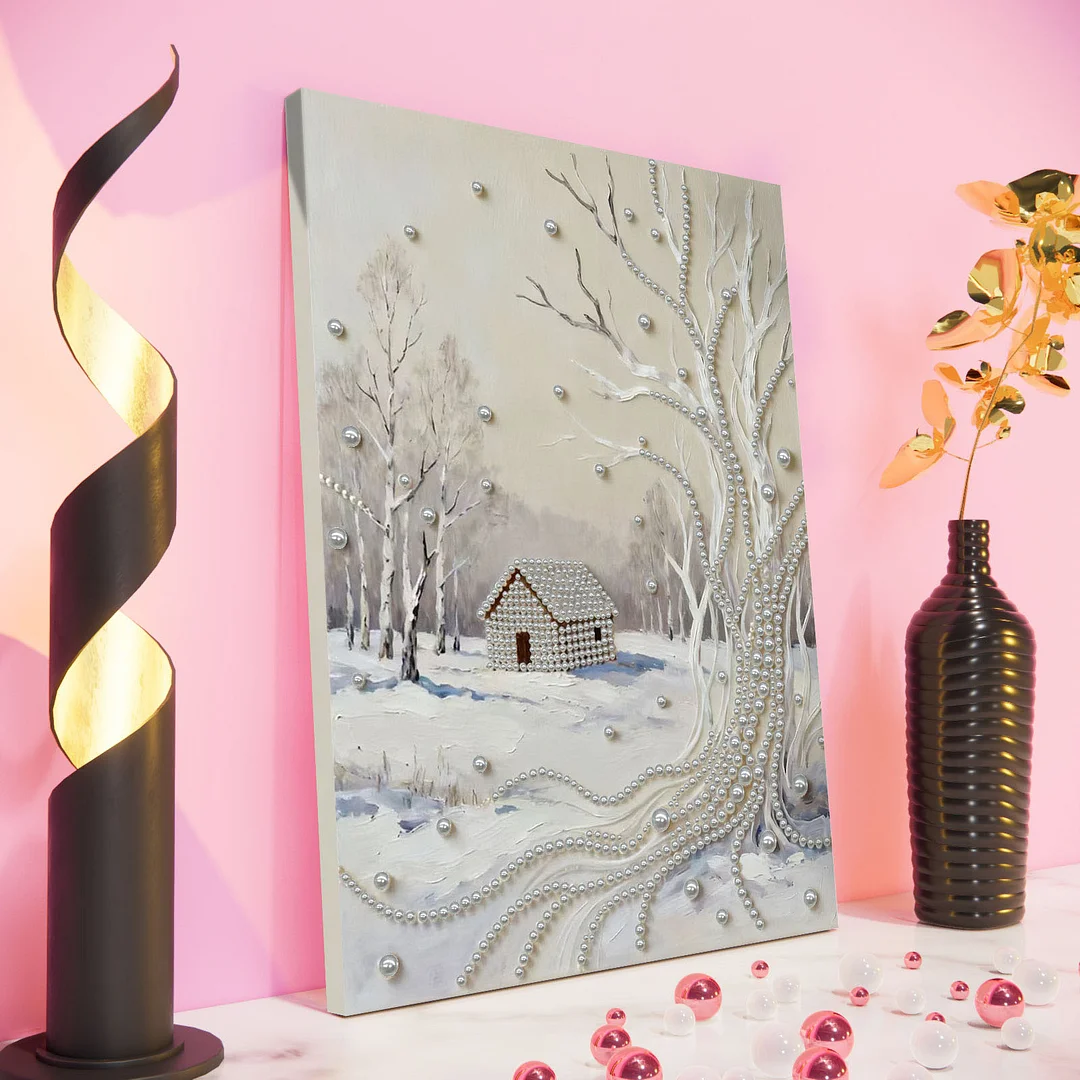Snowfield DIY Pearl Diamond Art Kit for Adults Home Decor With Frame 30x40cm
