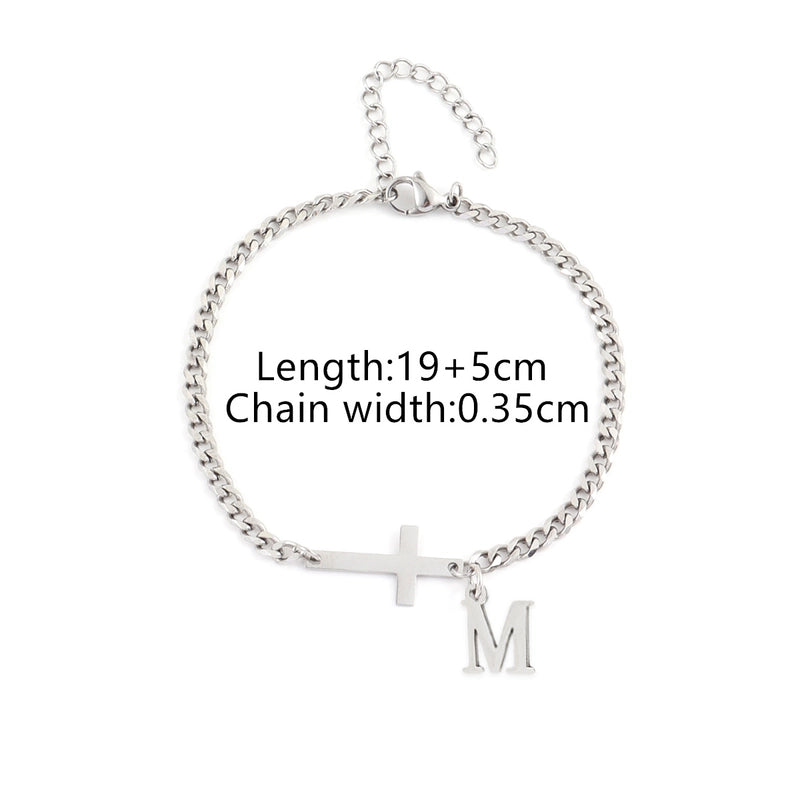 Casual Minimalist Classic Style Cross Letter 201 Stainless Steel 304 Stainless Steel Men’s Bracelets Men Chain Bracelets