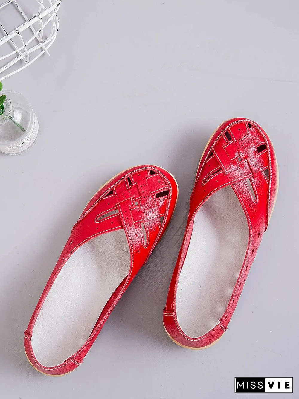 Hollow Leather Soft Sole Shoes