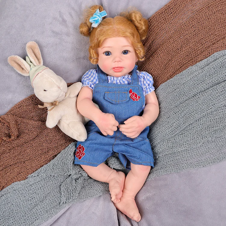 Babeside Stella 16'' Full Silicone Reborn Baby Doll Blue Suit Charming Girl