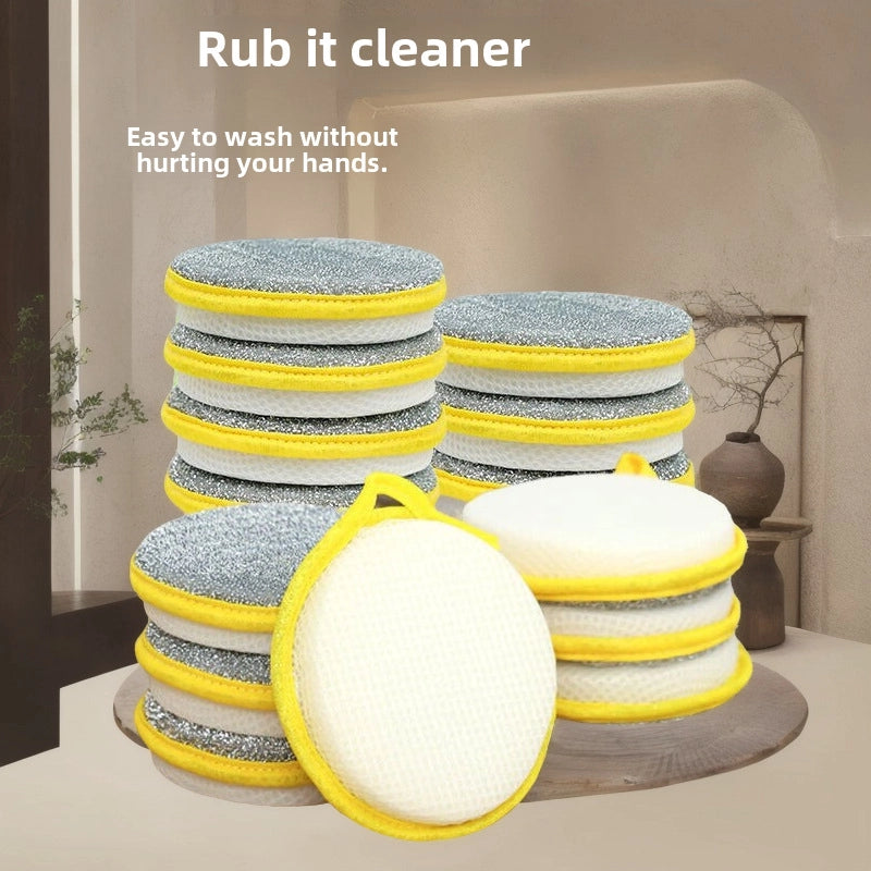 Double-sided Sponge Wipe Kitchen Bowl Washing Sponge Brush Pot Artifact Household Cleaning Cloth Oil-free Scrubbing Cloth Steel Wire Ball