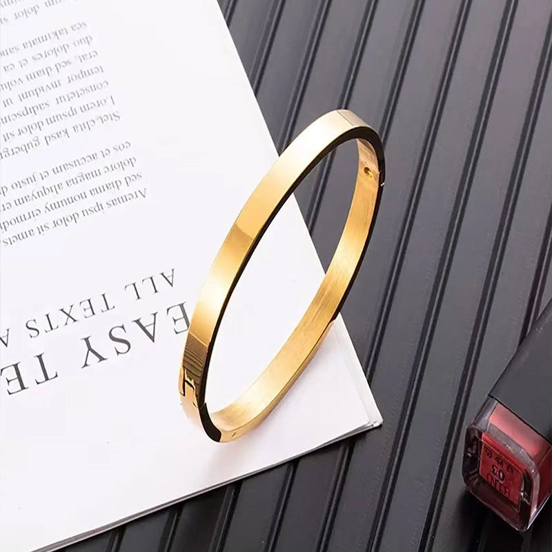 Minimalist Geometric Titanium Steel Bangle