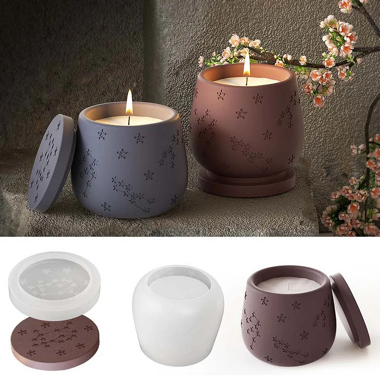 Candle Cup Silicone Mold with Lid and Star Pattern CrazyMold