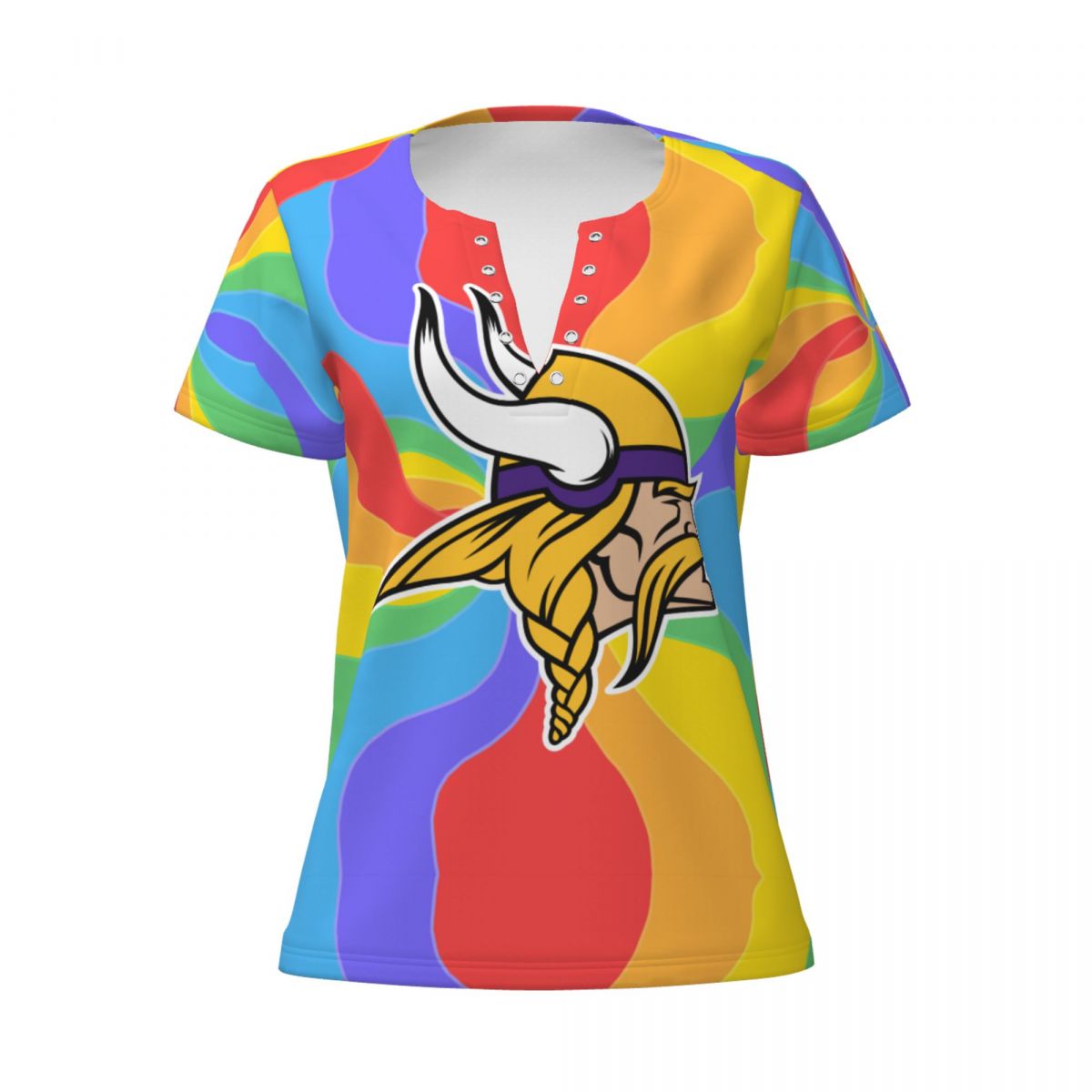 Minnesota Vikings Pride Women's Summer Tops V Neck T-Shirt