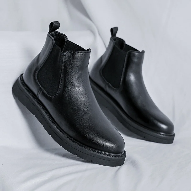 Tanguoant Tanguoant 2023 New Set Of Foot British Wind Help Thick Bottom Male Black Spot Round Head Martin Boots 86270-R Batch