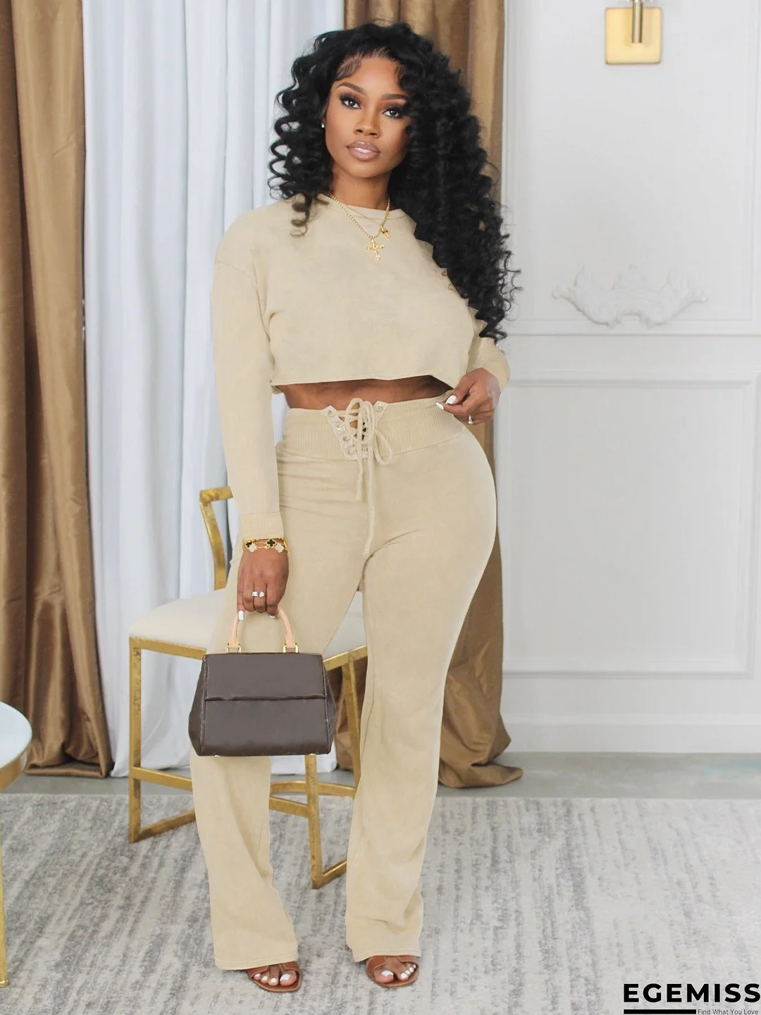 Long Sleeve Sweatshirt Printed Round Neck Suits | EGEMISS