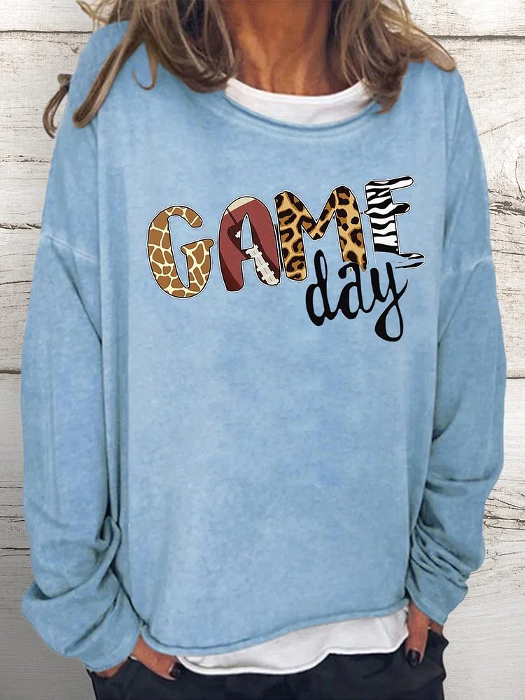 Game Day Football Season Lover Women Loose Sweatshirt-Annaletters