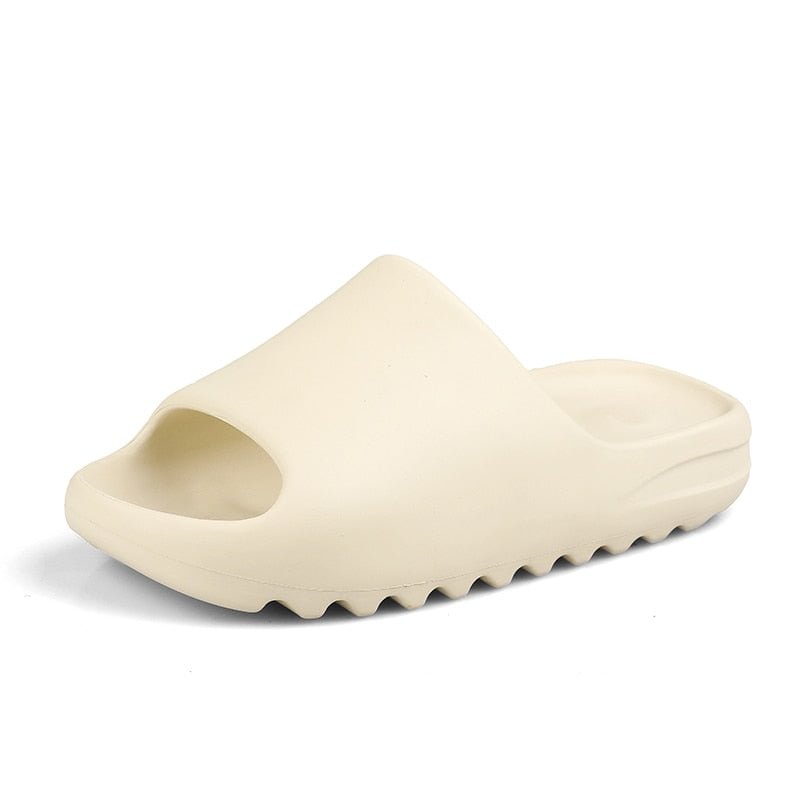Men's Summer Slides Breathable Cool Beach Slippers Fish Mouth Flip Flops Men Sandals Lightweight Bone White Yeez Plus Size 35-46