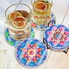 6PCS Diamond Painting Acrylic Washable Mandala Coaster with Holder