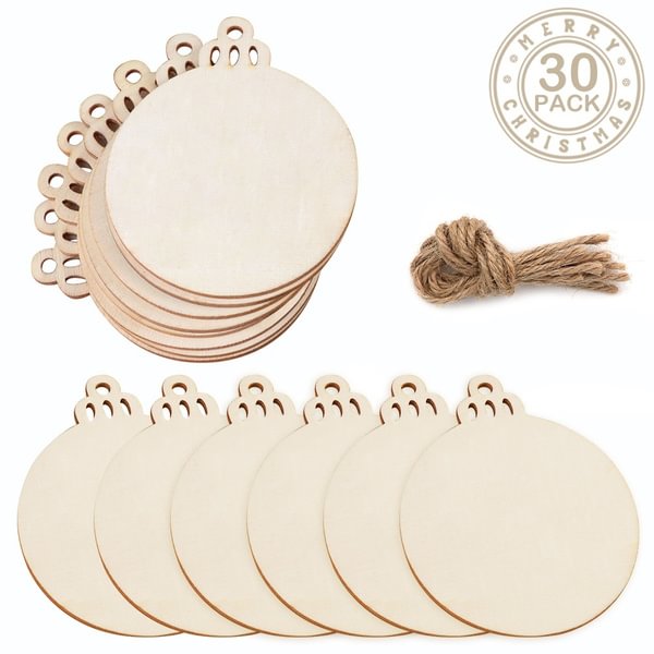 OurWarm 30pcs Round Wooden Discs with Holes, 3.5" Unfinished Predrilled Natural Wood Slices for Crafts Centerpieces, Wooden DIY Christmas Ornaments Hanging Decorations - Shop Trendy Women's Fashion | TeeYours