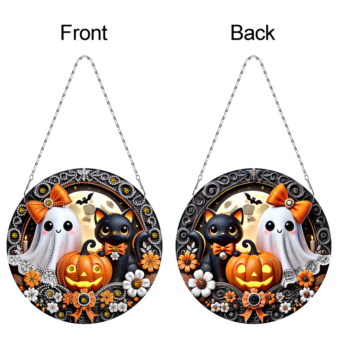 2D Flat DIY Halloween Diamond Art Pendant Double-Sided Diamond Painting Set