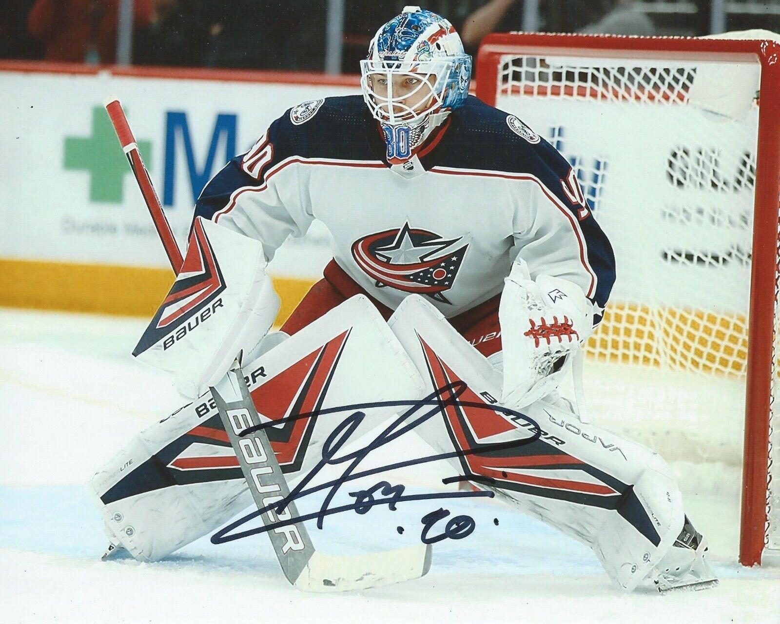 Elvis Merzlikins Signed 8x10 Photo Poster painting Columbus Blue Jackets Autographed COA C