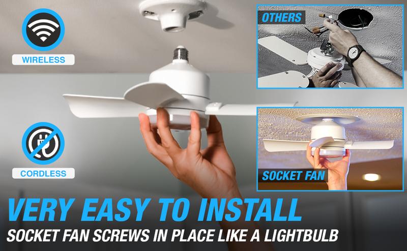 Product Introduction of Bell+Howell Socket Fan Light with Remote - 1800cfm Ceiling Fan Screws Into the Light Socket - #socketfan 2