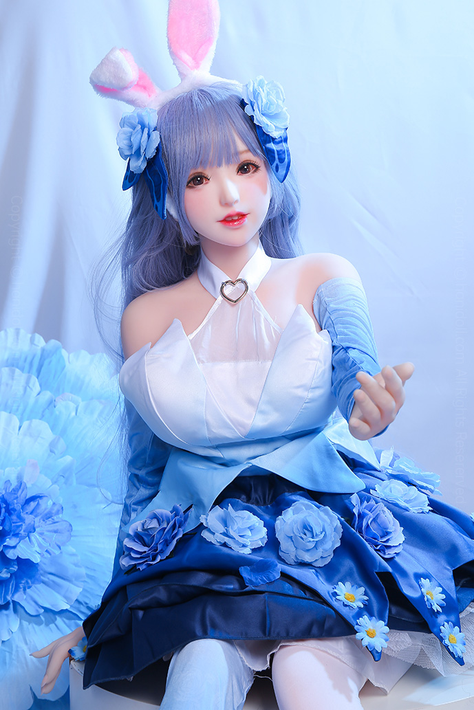 Mozudoll 145cm Realistic Big Breasts Lady Doll with Blue Dress & Flower Umbrella H3896 Mozudoll HANIDOLL