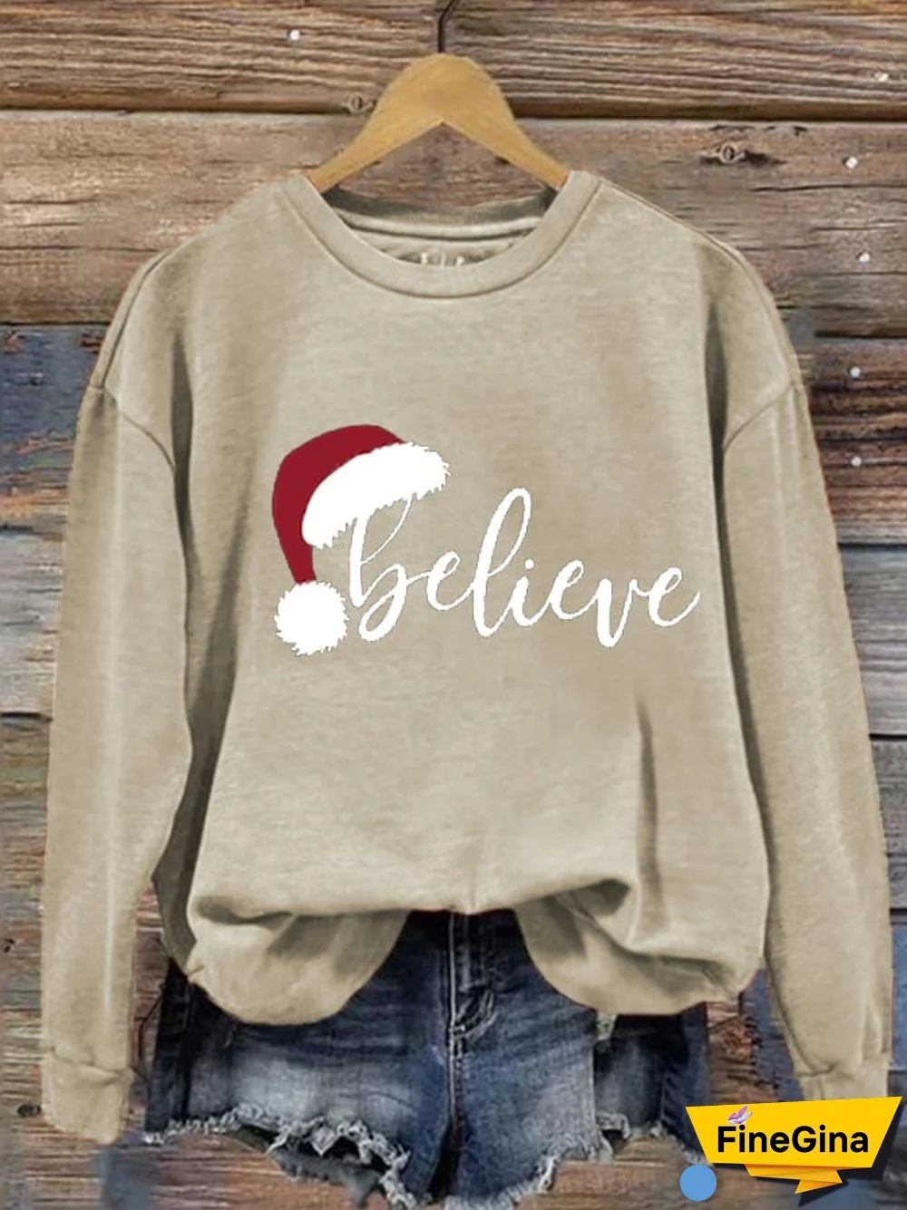 Women's Merry Christmas Christmas Believe Printed Sweatshirt