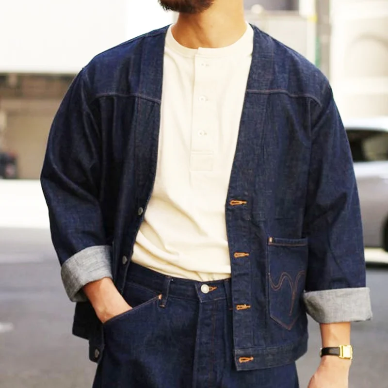 Vintage V-Neck Single-Breasted Engineer Jacket