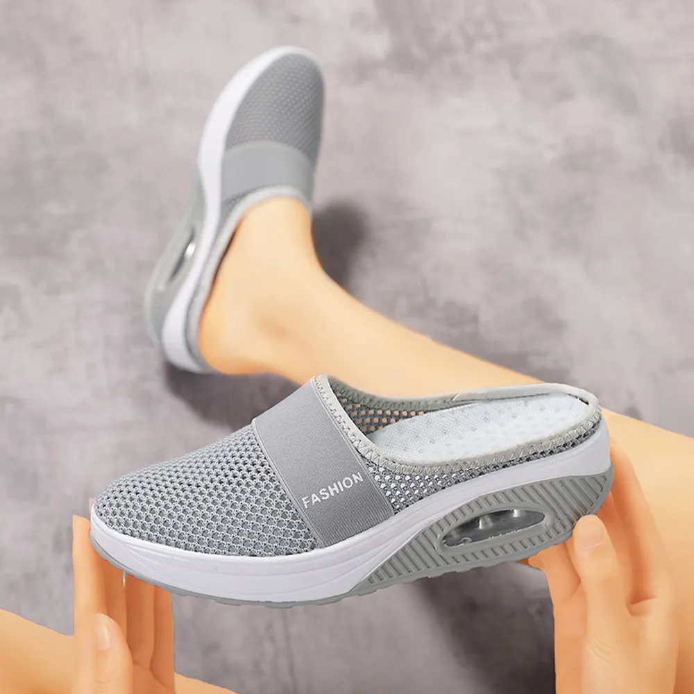 Pantofole con zeppa a cuscino d'aria in rete