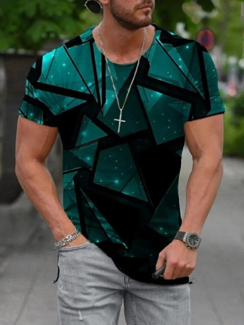 Casual Printed Crew Neck Short Sleeve Tops