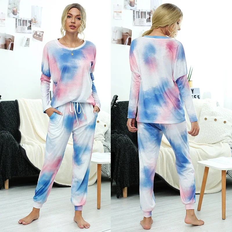Women's loose print long-sleeved casual suit