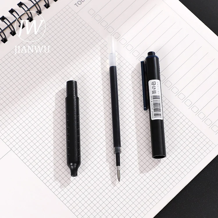 JOURNALSAY 6Pcs/Set Creative Retro Black Press Gel Pen 0.5mm Black Ink  Retractable Student Writing