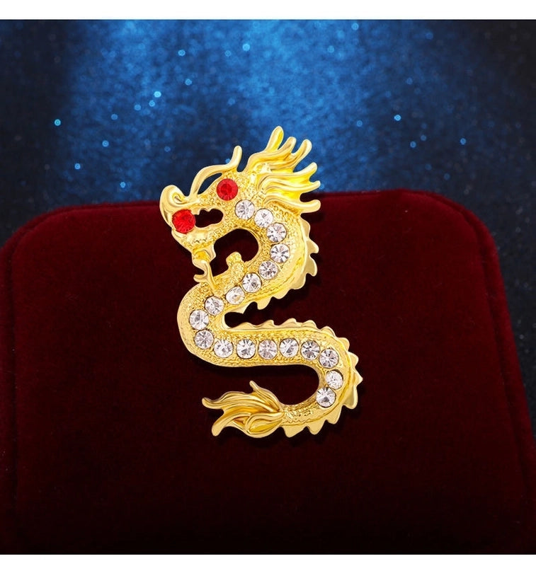 Chinoiserie Pin Animal Alloy Rhinestone Unisex Corsage