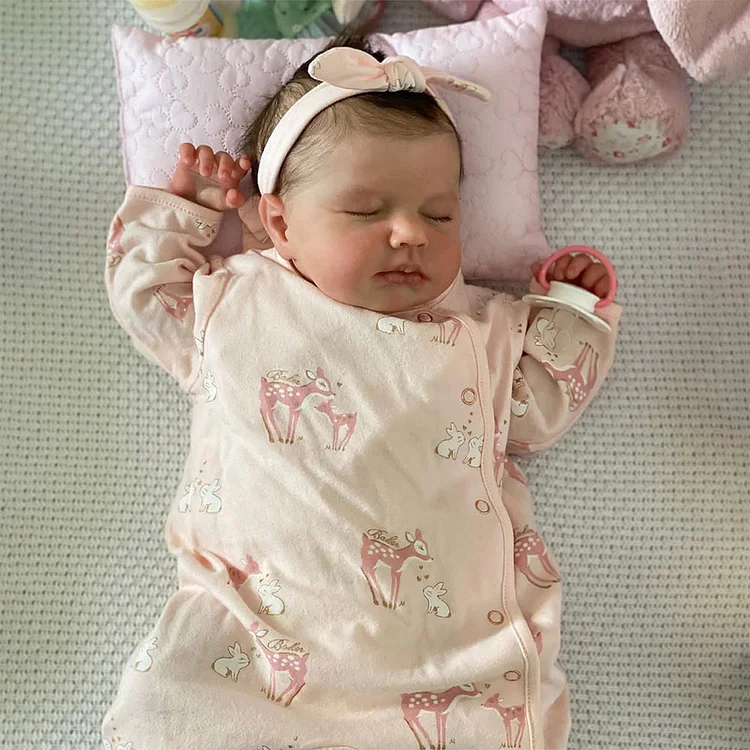  [Heartbeat💖 & Sound🔊] 20" Handmade Lifelike Reborn Newborn Baby Sleeping Girl Named Frend with Hand-Painted Hair - Reborndollsshop®-Reborndollsshop®
