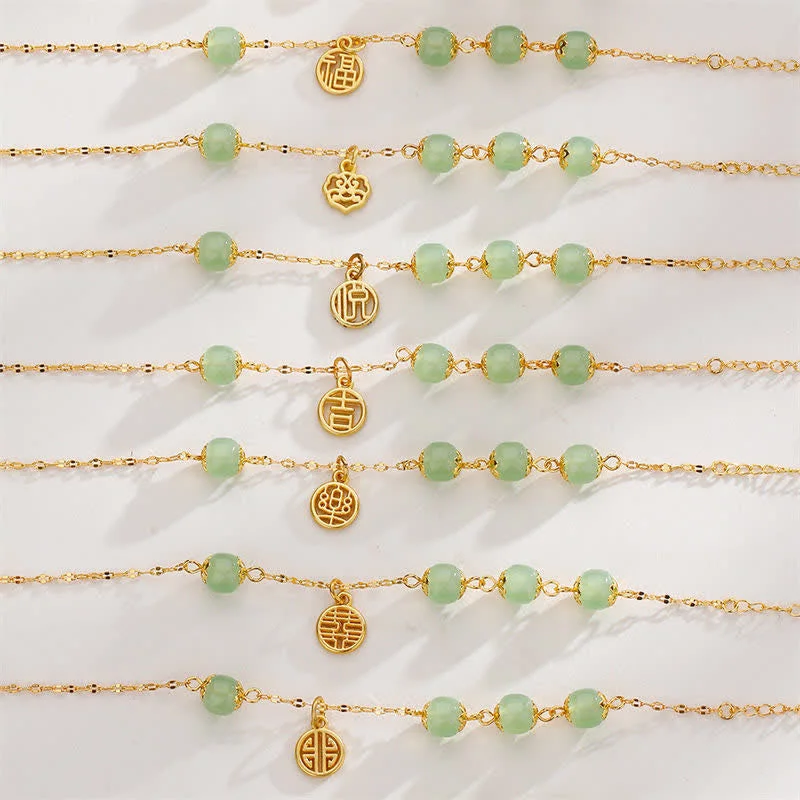 Jade Bead Peace Happiness Prosperity Chain Bracelet