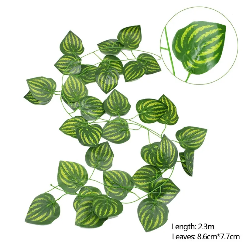 230cm Artificial Leaves Garland Fake Green Leaf Ivy Vine Artificial Plant Wall Hanging Garland Wedding Party Home Garden Decor