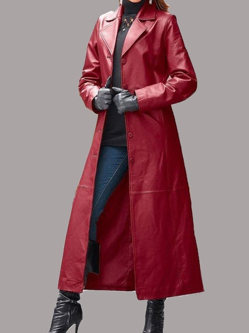Leather Coat Long Coat | EGEMISS