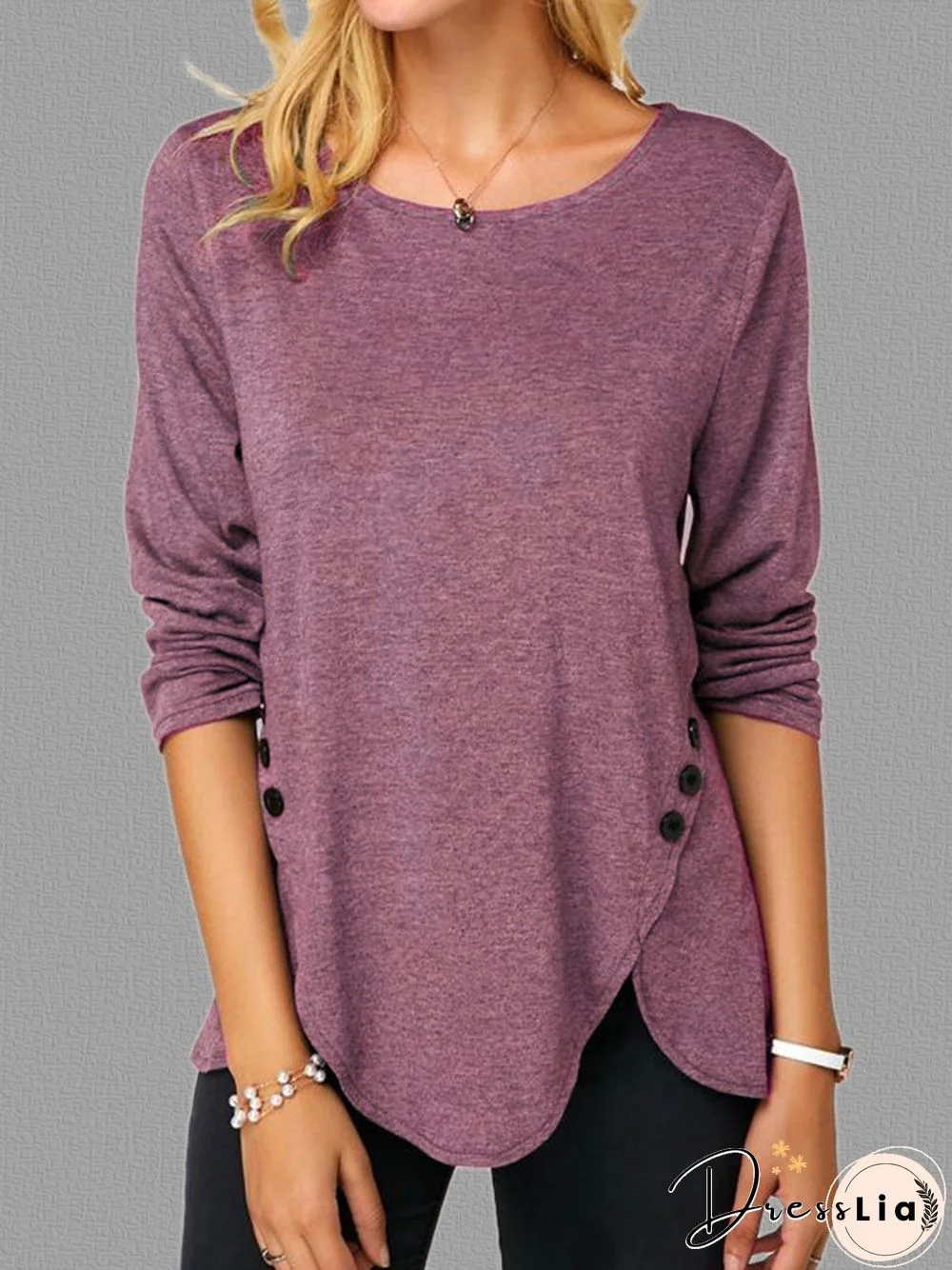 Crew Neck Casual Shift Knitted Tops