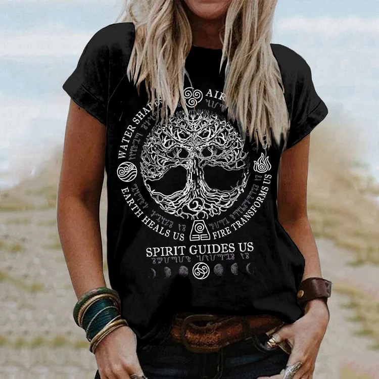 Women's Witch Spirit Guides Us Print Short-Sleeved T-Shirt