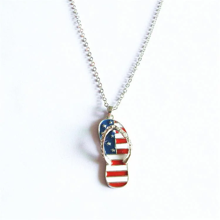 American Flag Slipper Pattern Adjustable Necklace