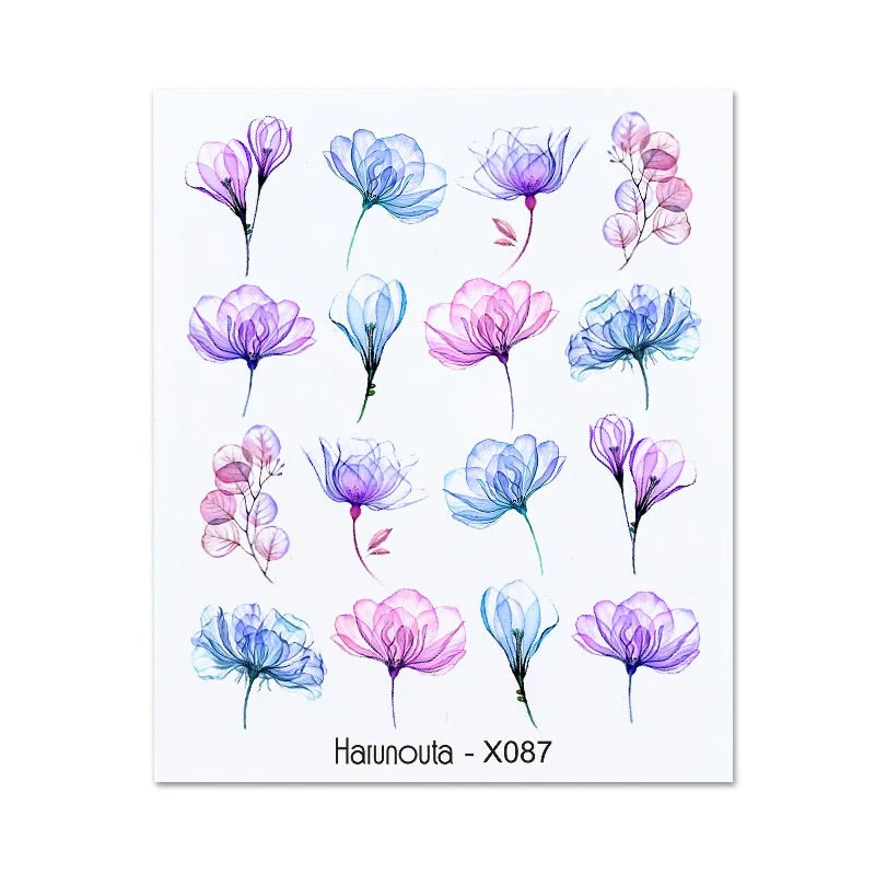 Harunouta Geometry Color Wave Love Heart Pattern Water Decals Stickers Butterfly Dragon Slider For Nails Art Decoration DIY-Nail Inspo