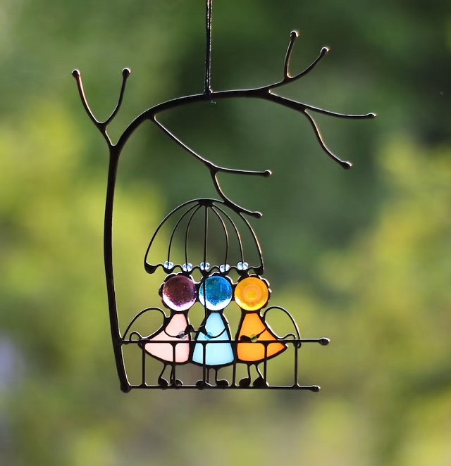Suncatcher Stained Art Window Hangings - tree - Codlins