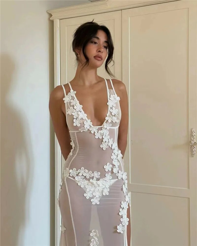 O1CN01nCcN1y1r7WSoo10Zp_!!2209485645584-0-cib.jpg Mozision Sheer Mesh Sexy Long Dress For Women Spaghetti Strap Deep V Neck Sleeveless Backless High Split Maxi Dress Elegant