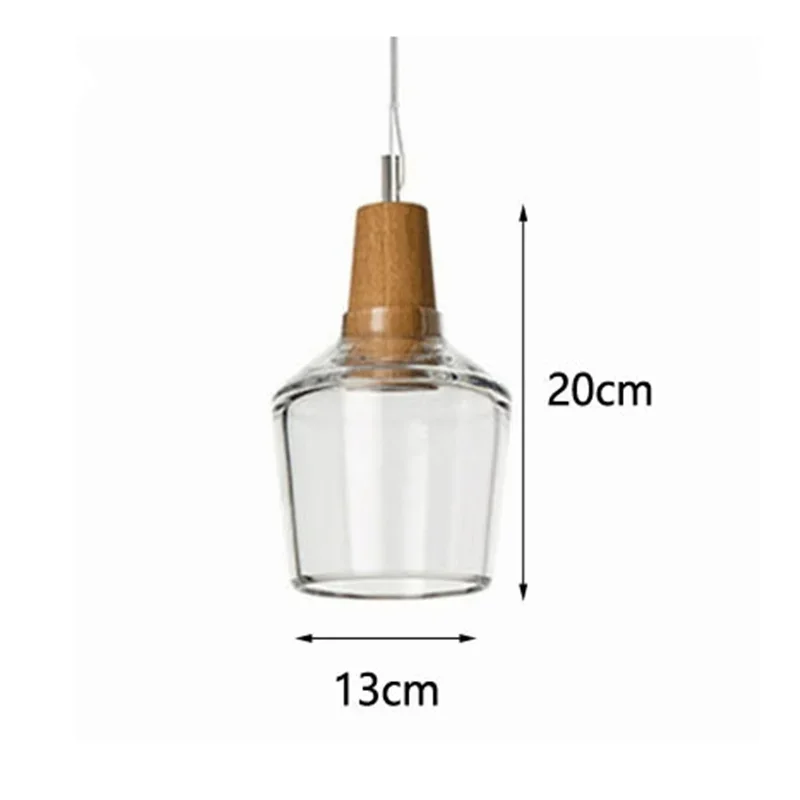 Nordic Wood Pendant Lights Glass Loft Industrial Decor Hanging Lamp Suspension Luminaire For Living Dining Room Fixtures E27