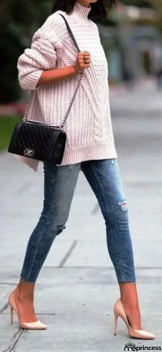 Casual easy turtlenecck sweater knitted sweater