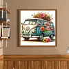 Flower Van Full 18CT DIY Stamped Cross Stitch Kits for Beginners Adults Home Decor Cross Stitch Art and Crafts Kits 9.75x9.75in