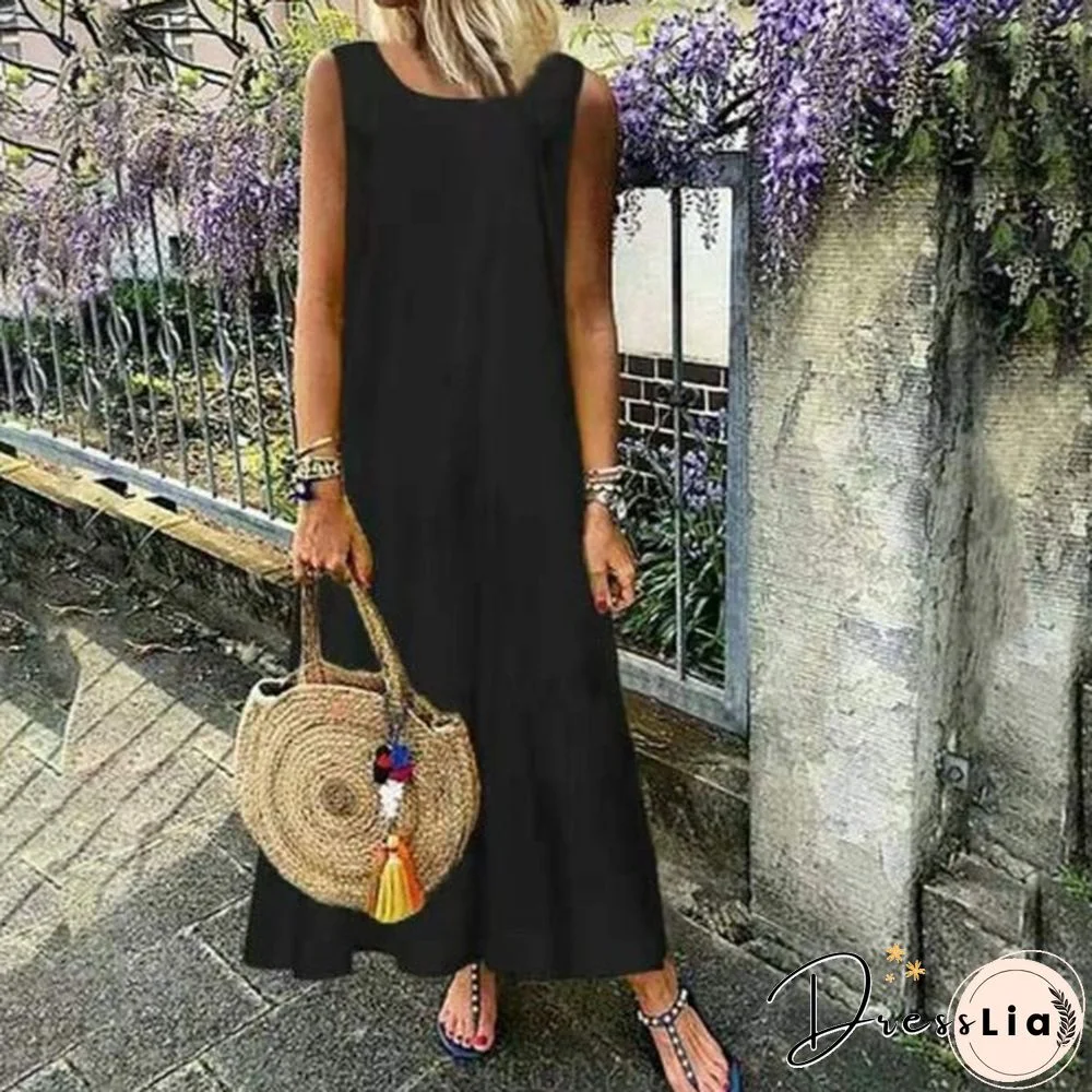 Solid Color Dress Sleeveless Plus-size Skirt White Dresses