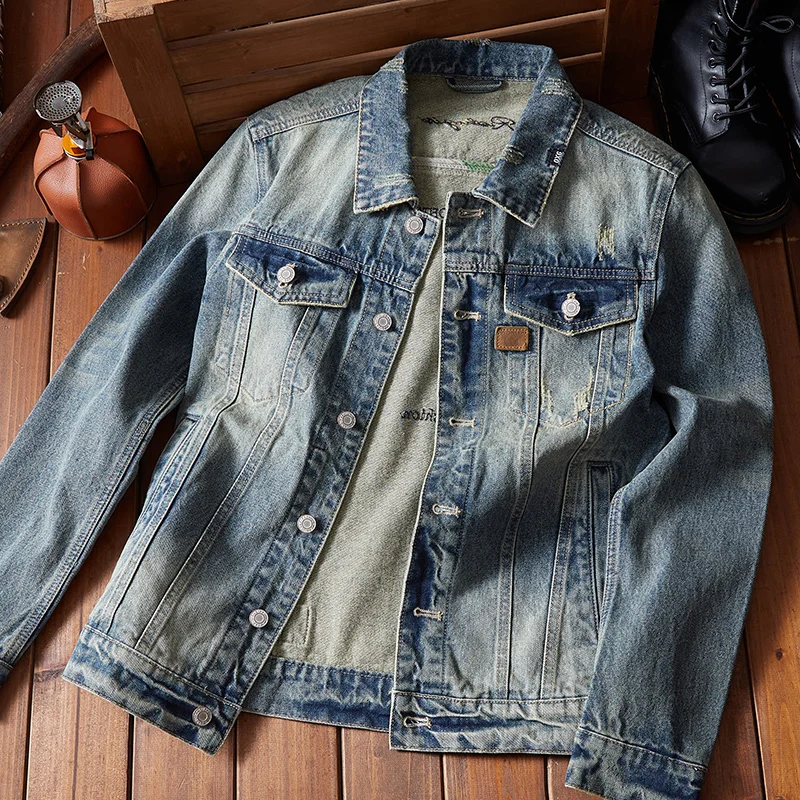 American Vintage Washed Embroidered Light Blue Jacket