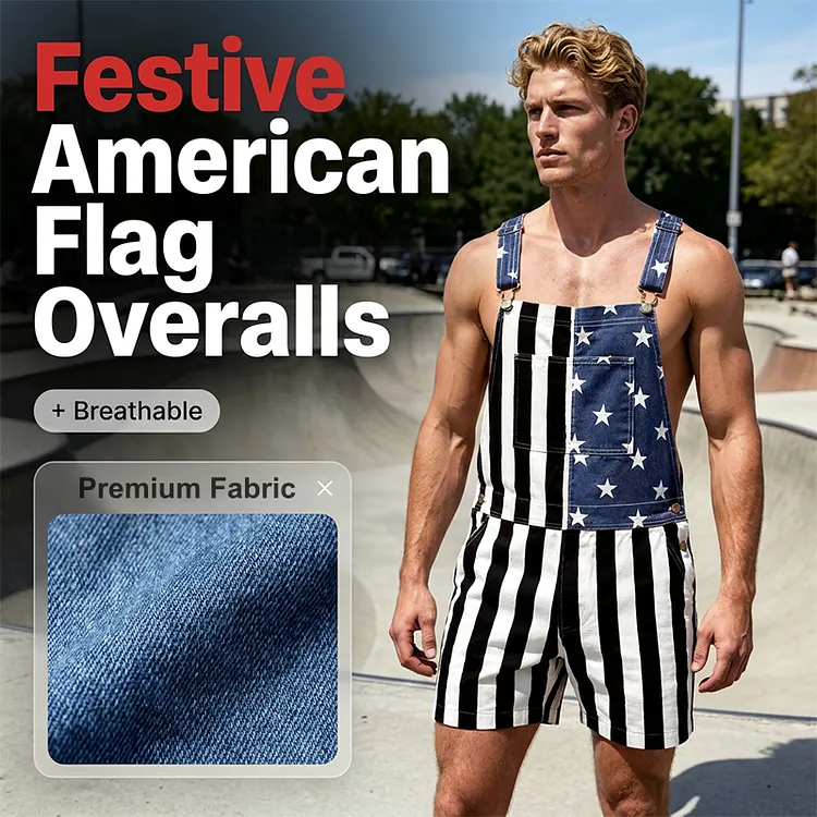 American Flag Unisex Overalls Shorts