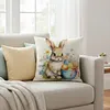 Set of 4 Easter Throw Pillow Covers 17.72x17.72in Bunny Square Pillowcase Cushion Case for Home Sofa Living Room Couch Bedroom Decor