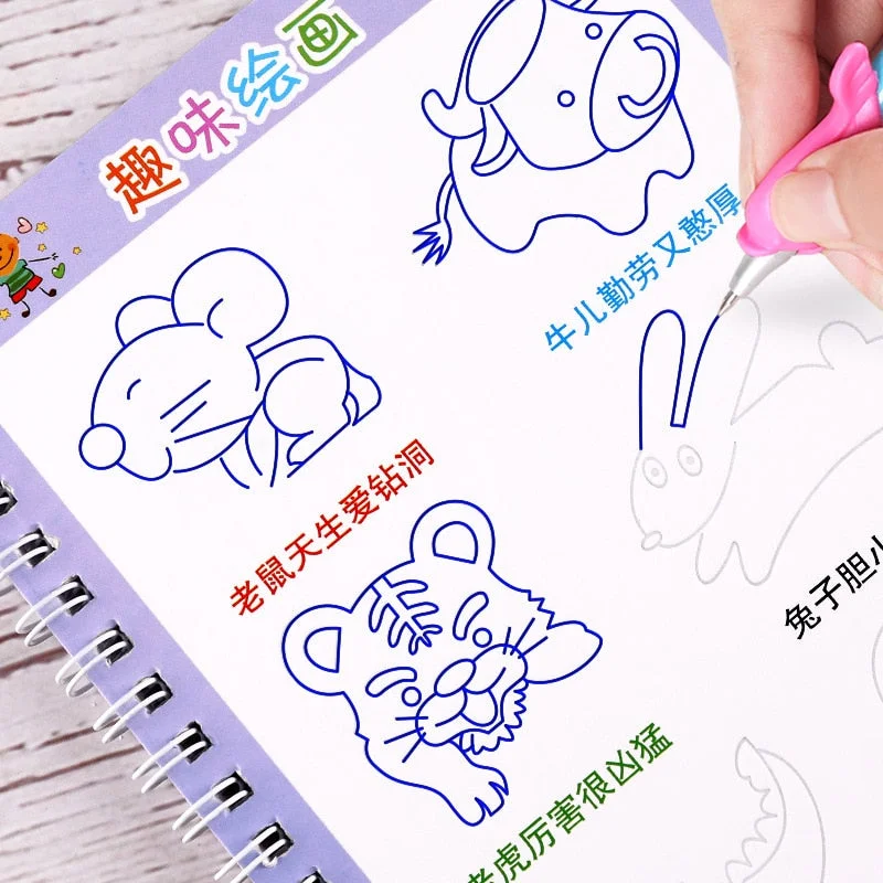 Reusable English Alphabet Copybook Drawing Toy Hand Writing Groove Auto Fades Educational Toys For Children Kid school supplise