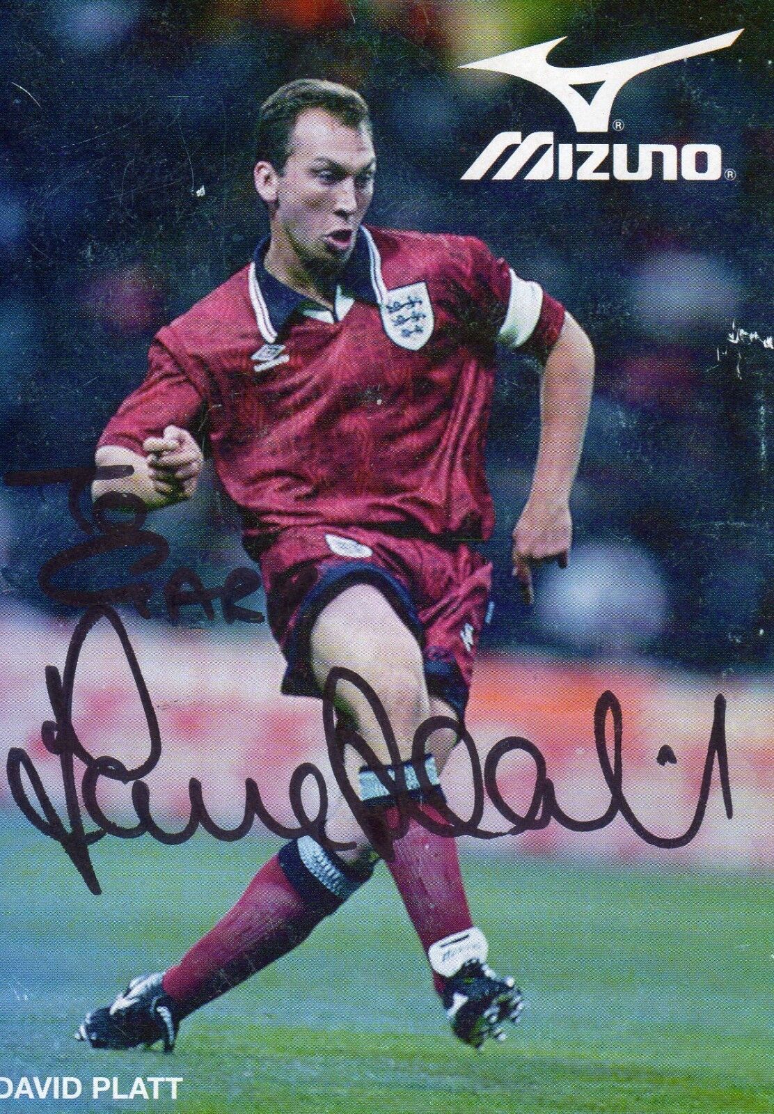 DAVID PLATT AUTOGRAPHED Photo Poster painting ENGLAND FOOTBALL